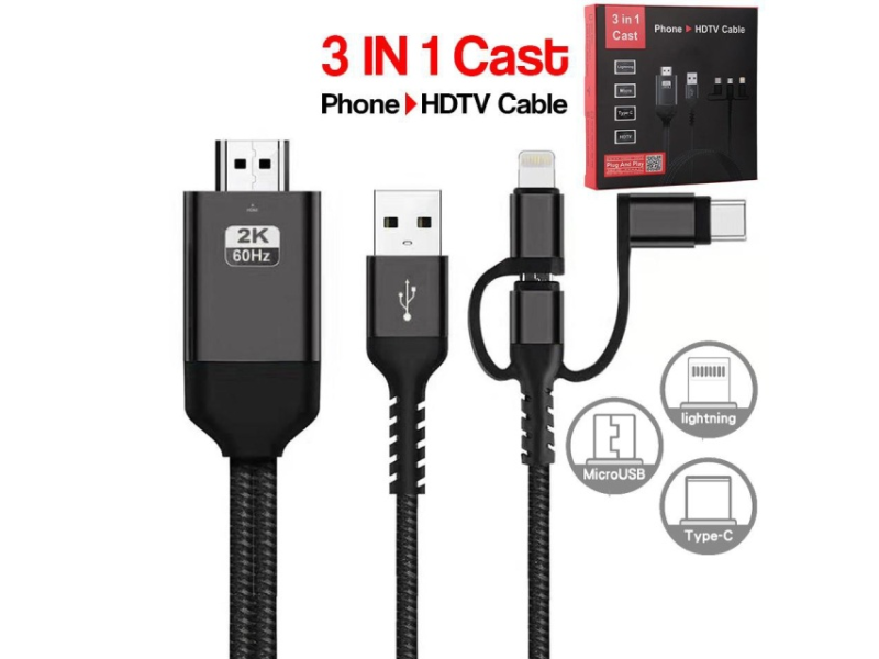 Fast Asia HDMI na Micro-B / USB-C / Lightning 2 m
