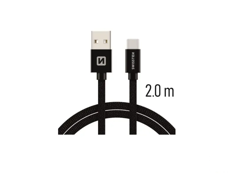 Swissten Data kabl Textile USB / USB-C 2m Black