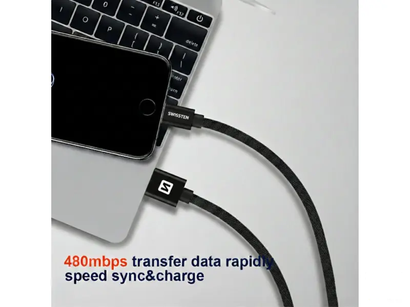 Swissten Data kabl Textile USB / USB-C 2m Black