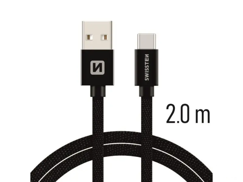Swissten Data kabl Textile USB / USB-C 2m Black