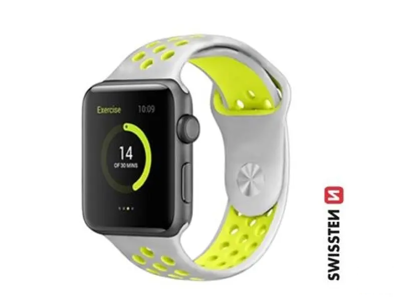Swissten Nylon band for Apple watch, shiny green (42, 44, 45, 49) mm