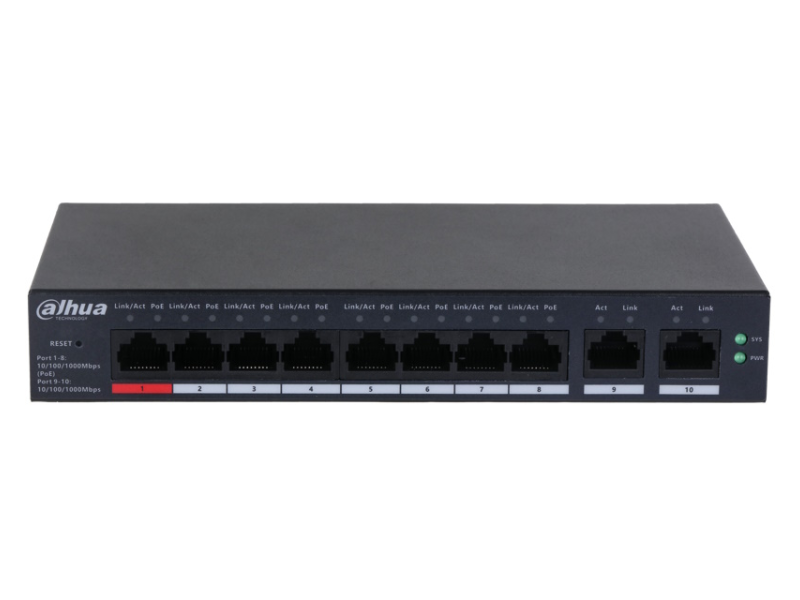 DAHUA CS4010-8GT-110 10-Port Cloud Managed Desktop Gigabit Switch with 8-Port PoE