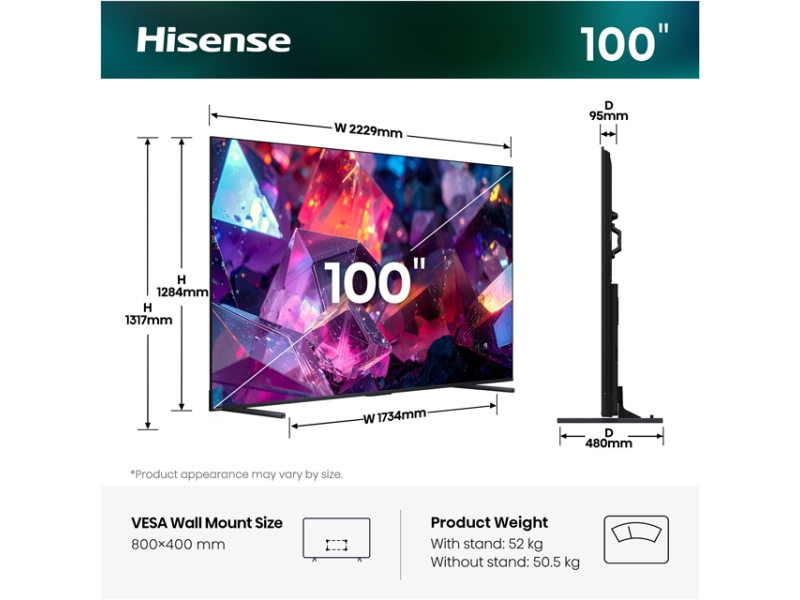 HISENSE 100 inča 100E7S PRO Hi-QLED 4K UHD Smart TV
