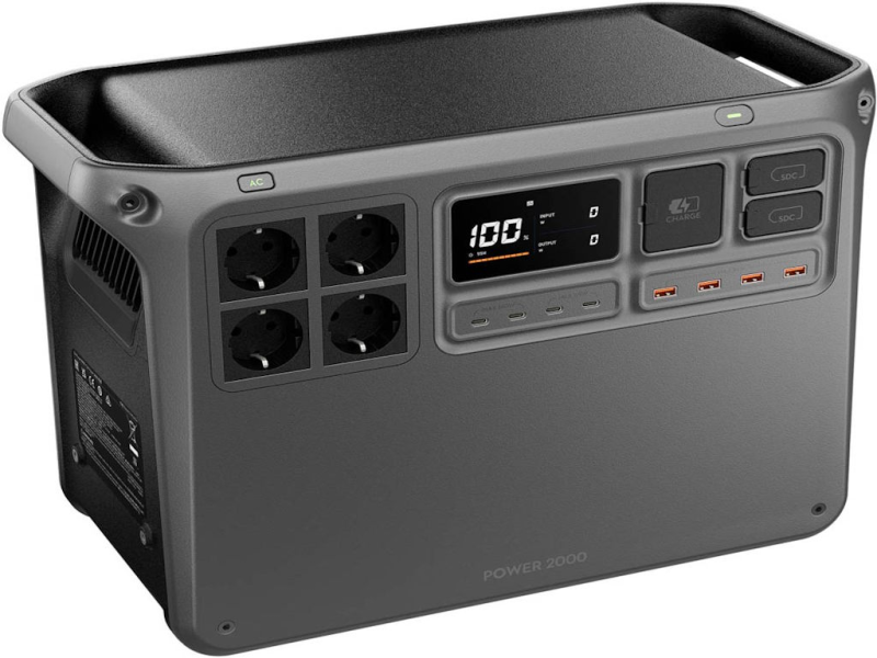 DJI Power 2000, Capacity 2048 Wh, AC Output x4, USB-C x4, USB-A x4, SDC x2, AC Input x1