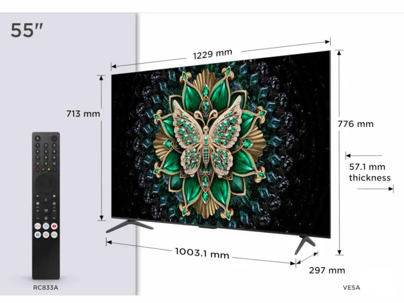 TCL 55C6K mini LED TV 55" ultra HD, Google TV smart, 512 Local Dimming Zones, 14