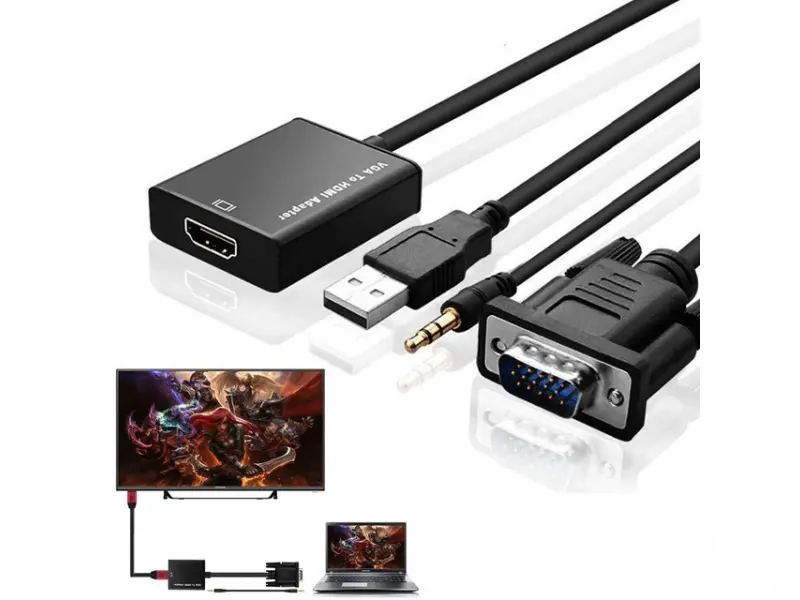 FAST ASIA Adapter VGA na HDMI (m/ž) + Audio kabl (m/m) + Micro USB kabl (m/m) 