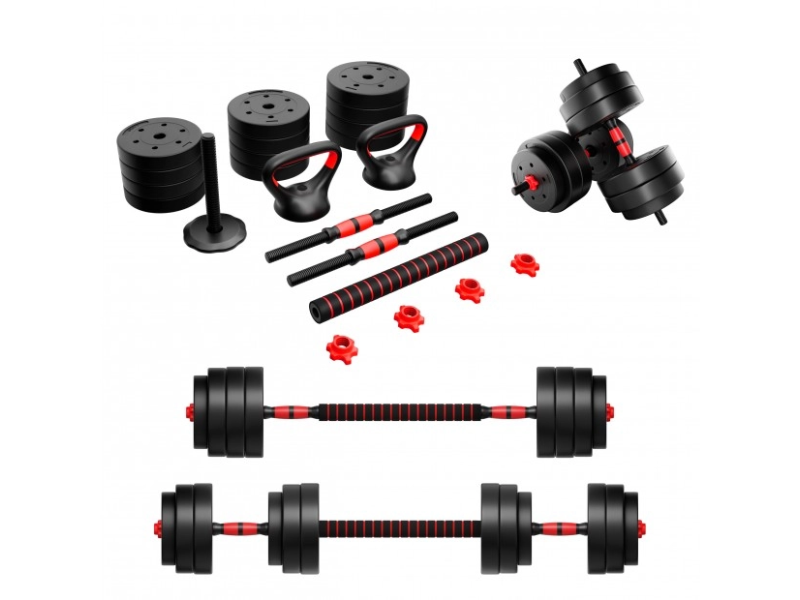 Athler AT-LION 25 Set tegova 20kg, 4-in-1 funkcija: bučica, šipka, zvono, pokretna šipka, materijal: pjena.