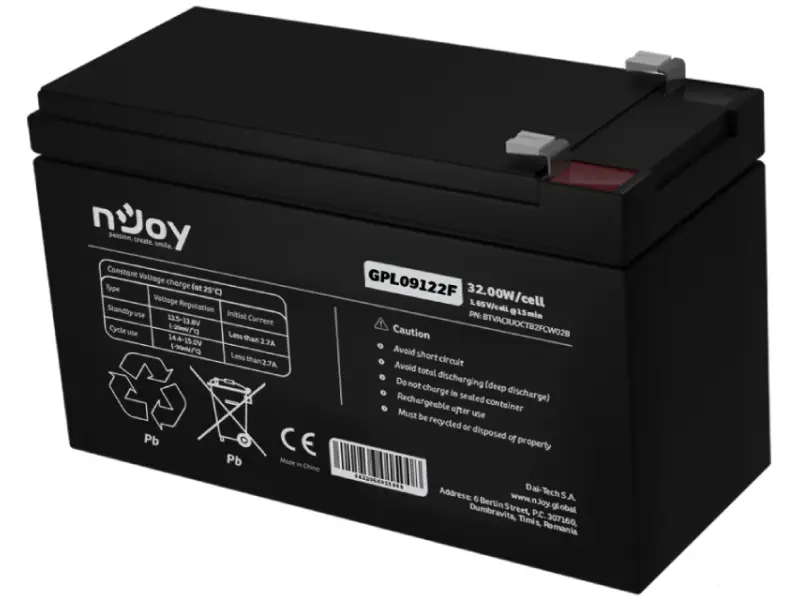 NJOY GPL09122F baterija za UPS 12V 9Ah (BTVACIUOCTB2FCW02B) 