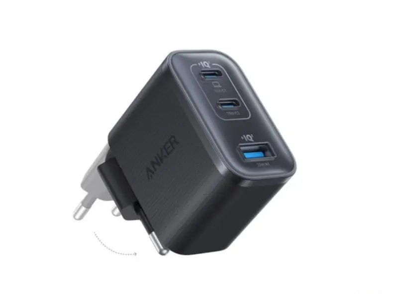 ANKER Nano 70W GaN zidni brzi punjač, 3-porta (2x USB-C i 1x USB-A) crni 