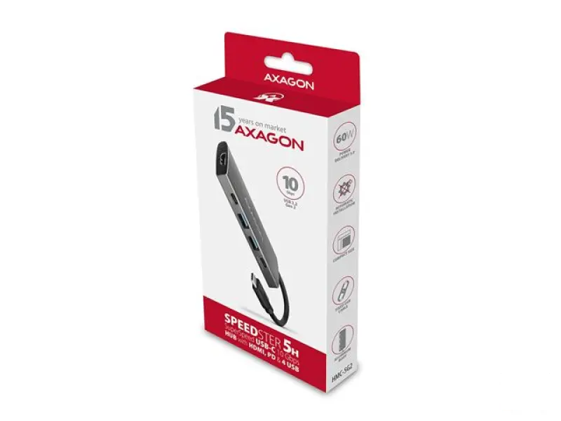 USB HUB USB-C --> 2xUSB3.2, 2xUSB-C(1x60W), HDMI (4K) AXAGON