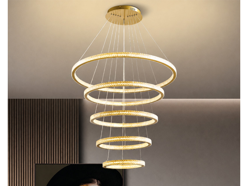 MARLUX PL012-5-L LED 5-Ring Crystal viseći luster zlatni