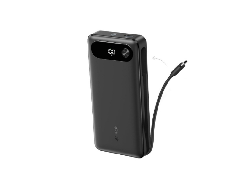 ANKER 20000mAh 87W sa ugrađenim USB-C kablom na izvlačenje crni