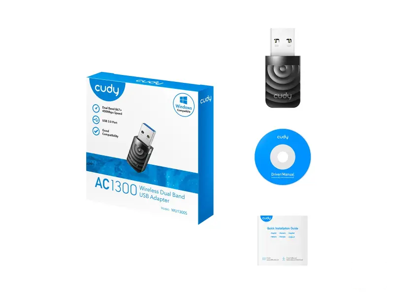 CUDY Adapter WU1300S AC1300 USB Dual-Band Wi-Fi