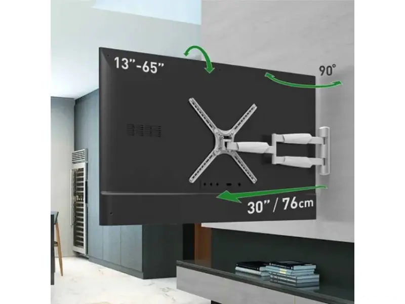 BARKAN BM343XLW LCD TV zglobni zidni nosač do 65 inča beli za ravne i zakrivljene televizore 