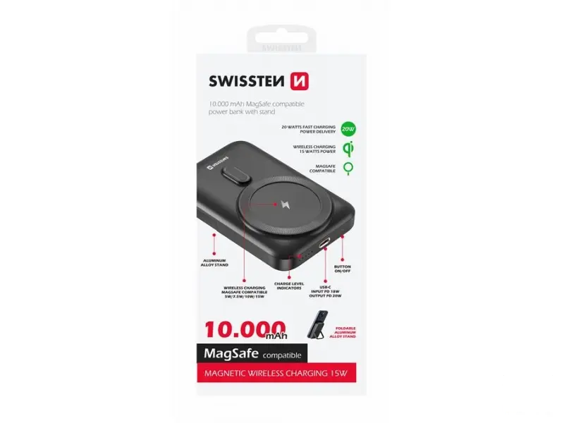 Swissten Power bank PD 20W 10000 mAh, MagSafe compatible