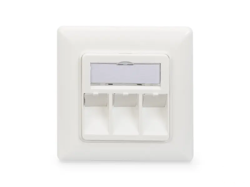 Digitus Wallplate for Keystone Modules, 3x RJ45 dust cover, 80/80 + central plate