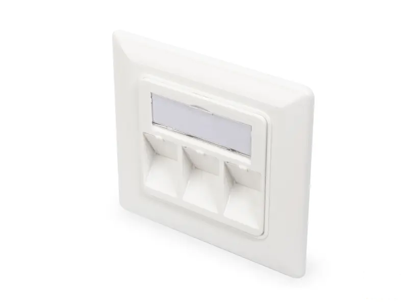 Digitus Wallplate for Keystone Modules, 3x RJ45 dust cover, 80/80 + central plate