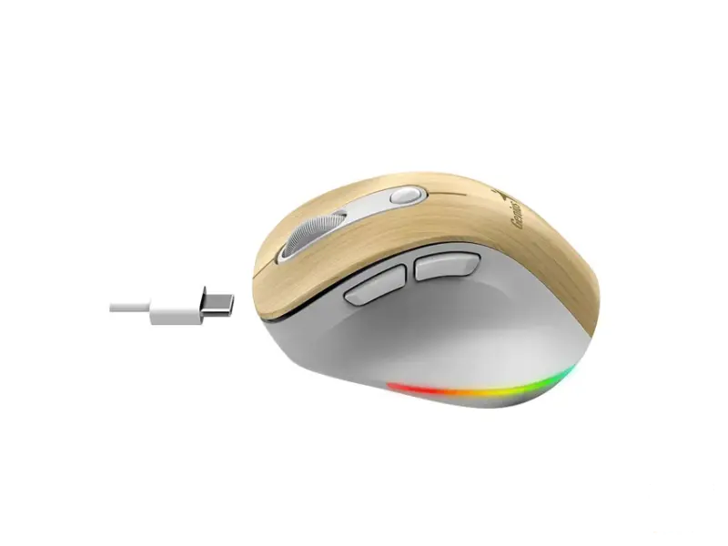 GENIUS Ergo 9000S Pro Pearl White USB Bežični Pine Wood miš 