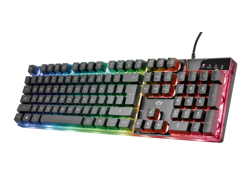 TRUST GXT 835 Azor Illuminated Gaming Keyboard, 3 combined LED color modes, 12 function keys