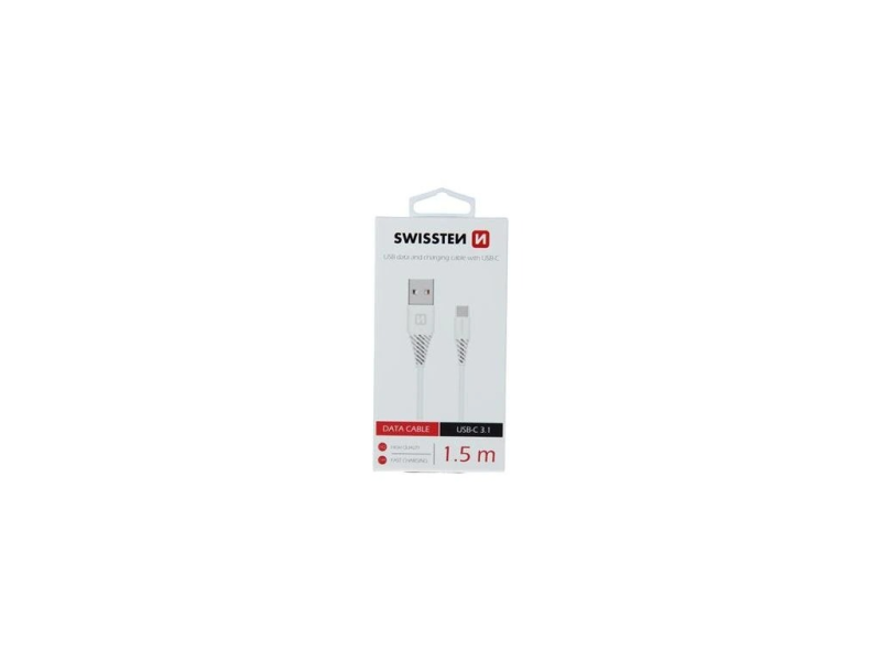Swissten DATA CABLE USB / USB-C WHITE 1.5 M (7mm)
