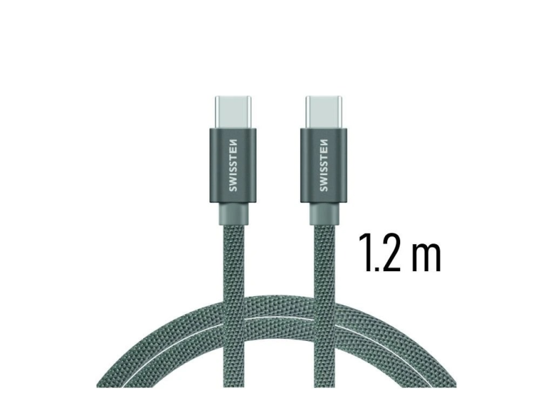 Swissten DATA CABLE TEXTILE USB-C / USB-C 1.2 M SILVER