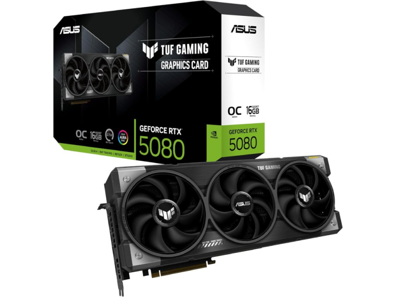 ASUS VGA TUF Gaming GeForce RTX 5080 16GB GDDR7 OC Edition, 256-bit, DP*3(2.1b)/HDMI*2(2.1b)