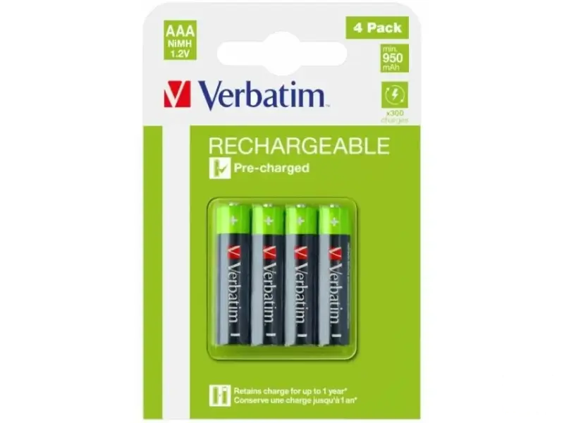 VERBATIM Punjive baterije Ni-MH AAA HR03 950mAh 1.2V 49514 4kom 