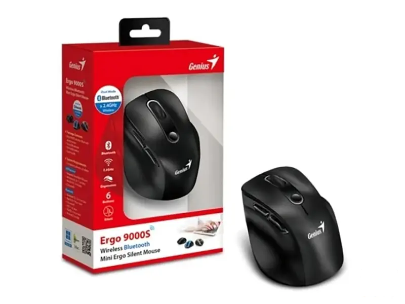 GENIUS Ergo 9000S Black USB Bežični crni miš 