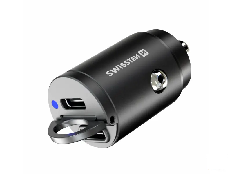 Swissten Car Adapter 2X USB-C 45W Nano Black