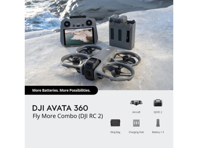 DJI Avata 360 Fly More Combo (DJI RC 2), 8K/60fps HDR video, 120MP photos