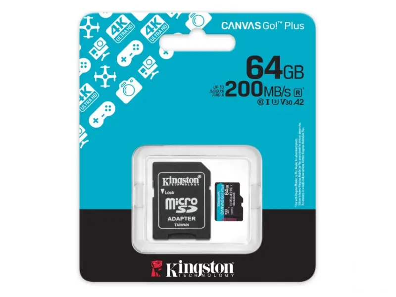 KINGSTON Memorijska kartica U3 V30 microSDXC 64GB Canvas Go Plus 200MB/s A2 + adapter SDCG4/64GB 