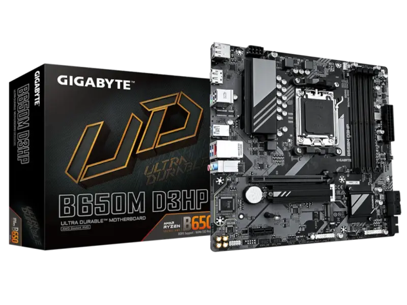 GIGABYTE AMD Ryzen MB B650M D3HP, 4*DDR5 7600MHz, PCIe 4.0, AM5 Socket, 2.5GbE LAN, 2*DP/HDMI