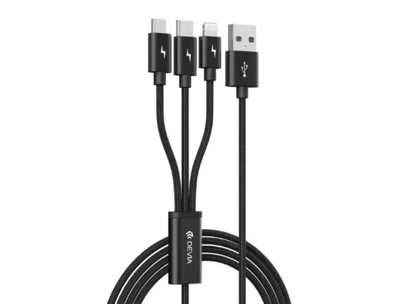 Devia cable 3in1 Gracious EC048 USB - Lightning + USB-C + MicroUSB 1,2 m 3A black