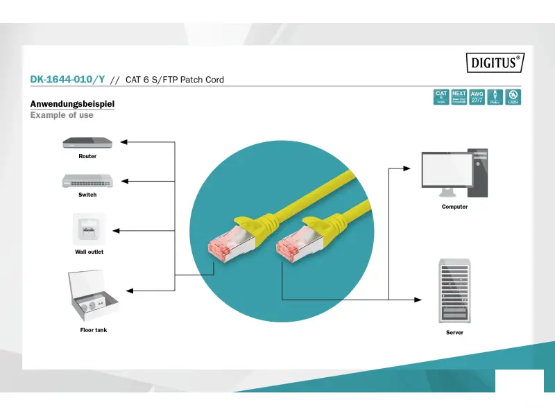 Digitus Kabl S-FTP patch CAT6A 1m zuti